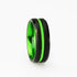 London Manori Black Tungsten Ring with Green Grooved Center